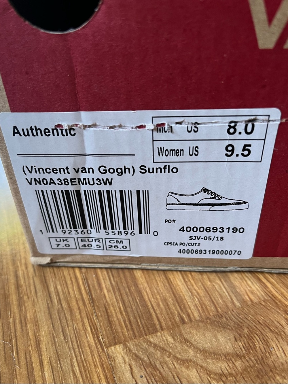 NWT Vans Van Gogh Sunflower Shoes Women’s 9.5/Men’s 8 - Picture 13 of 13
